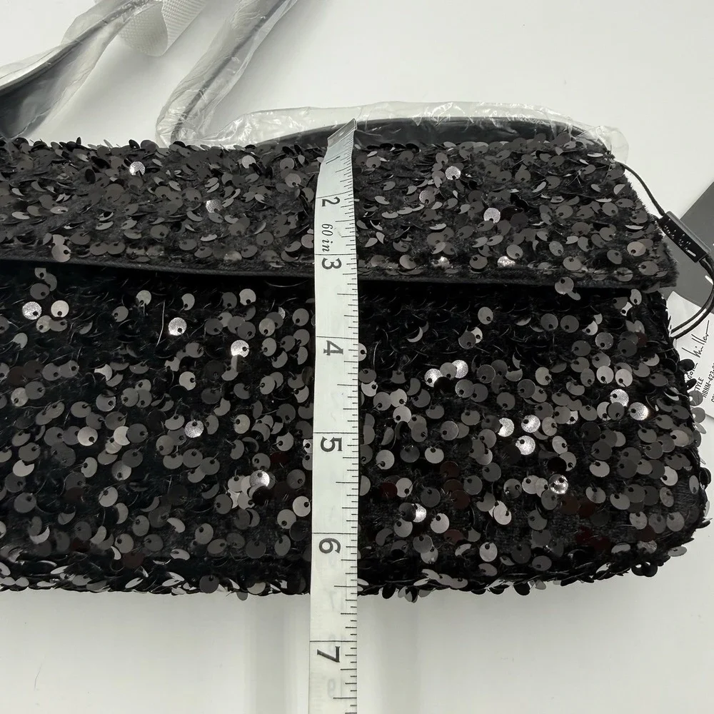 Nicole Miller Black‎ Sequin Shoulder Bag NWT Evening Party Crossbody Adjustable